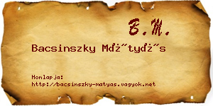 Bacsinszky Mátyás névjegykártya