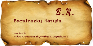 Bacsinszky Mátyás névjegykártya